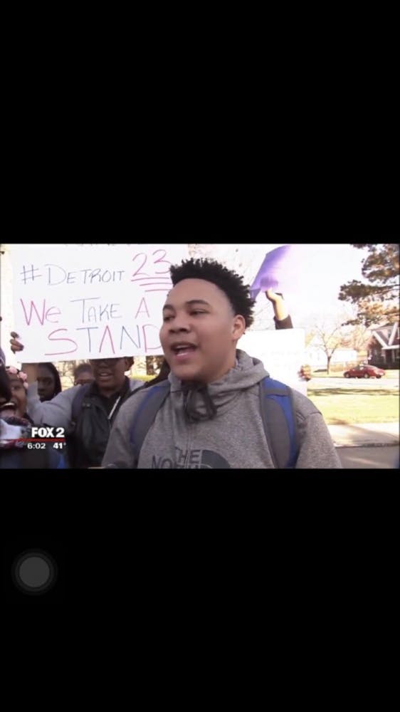 CMA junior Tarious Porter was on Fox 2 News taking about his concerns regarding DPS. Credit: CMA Communicator