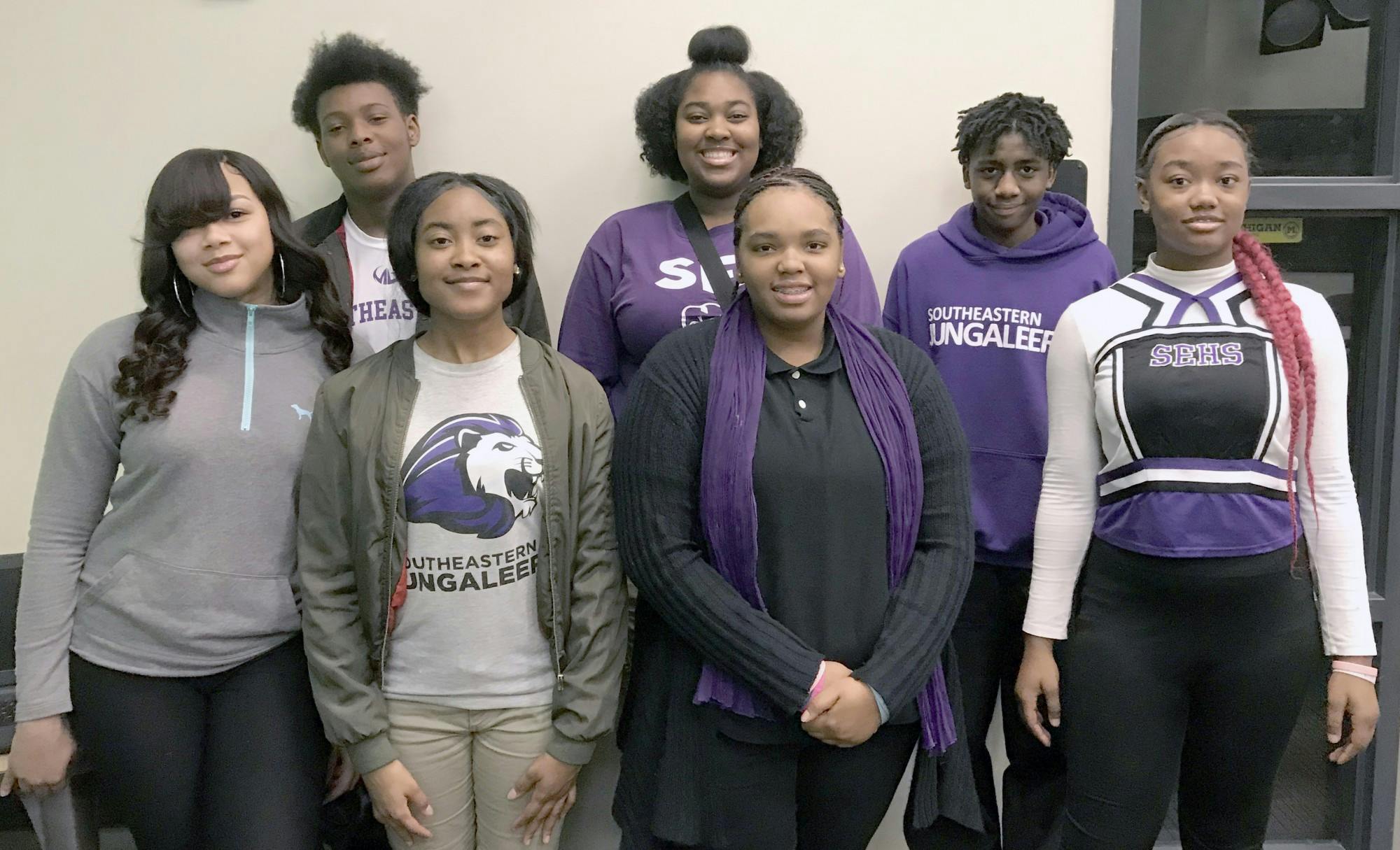 Honor roll students (rear) J’Von Williams-Bey, Renetta Jones, Jamarr Stanford; (front) Shamiah Woods, Dorrian Johnson, Amyre Conley. Photo by Treyvon Simpson.
