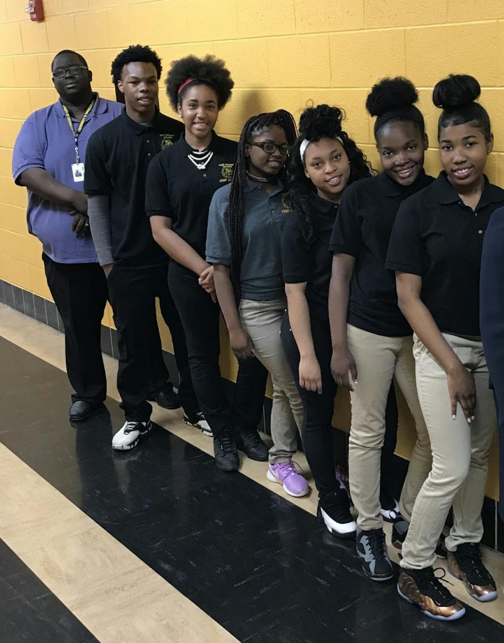 <p>Freshman Counselor Mr. Blanford pictured with students selected to attend Bucknell University Engineering Summer Camp: J’Von Williams, Isis Sherman, Lamesha Irving, Andrenae Rambus, Antinia McKinney and Rachel Latham.</p>