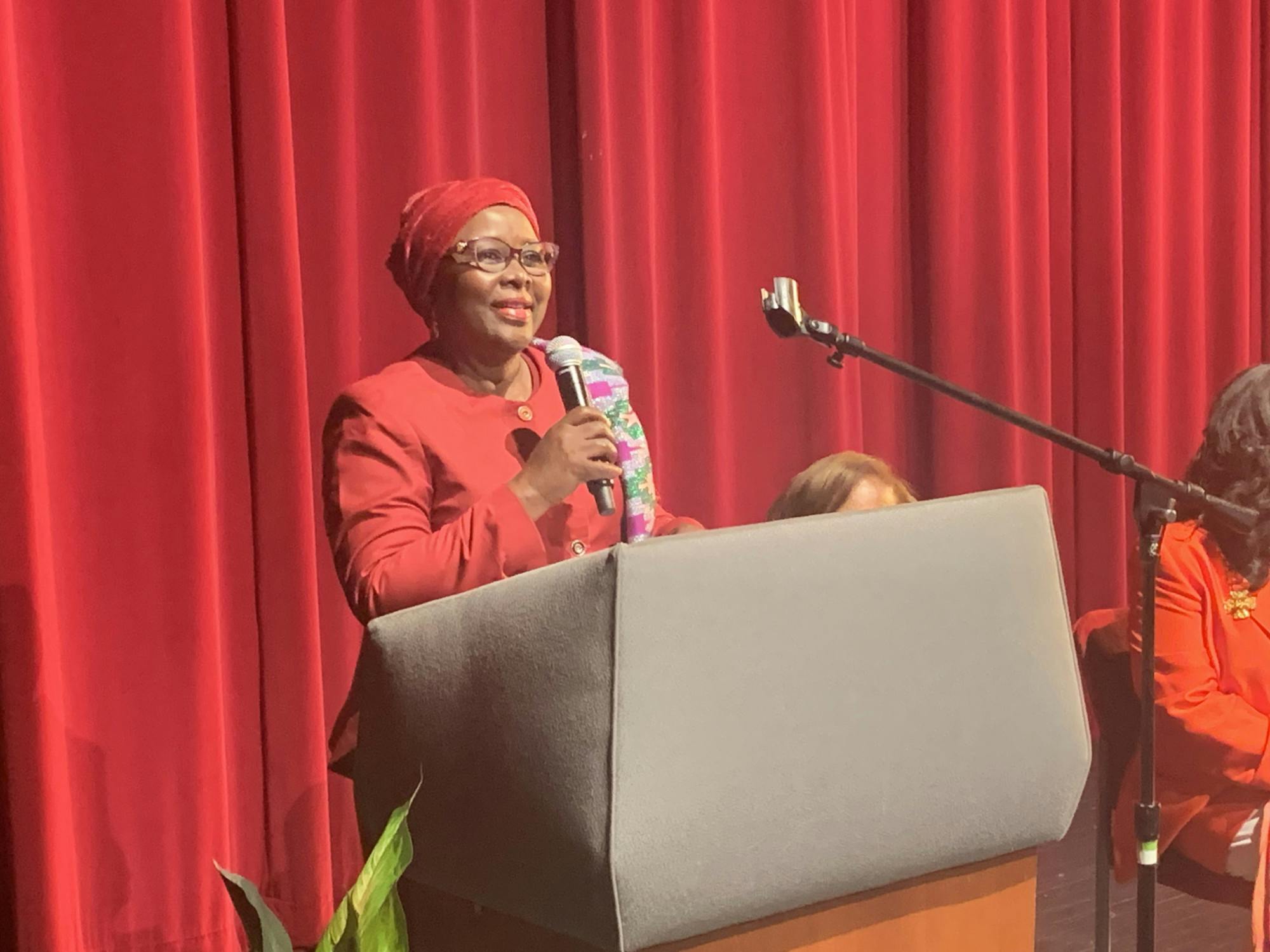 Hajia Alima Mahama, Ambassador of Ghana, speaks to Cass Tech’s Great Girls members. Photo by CT Visionary.