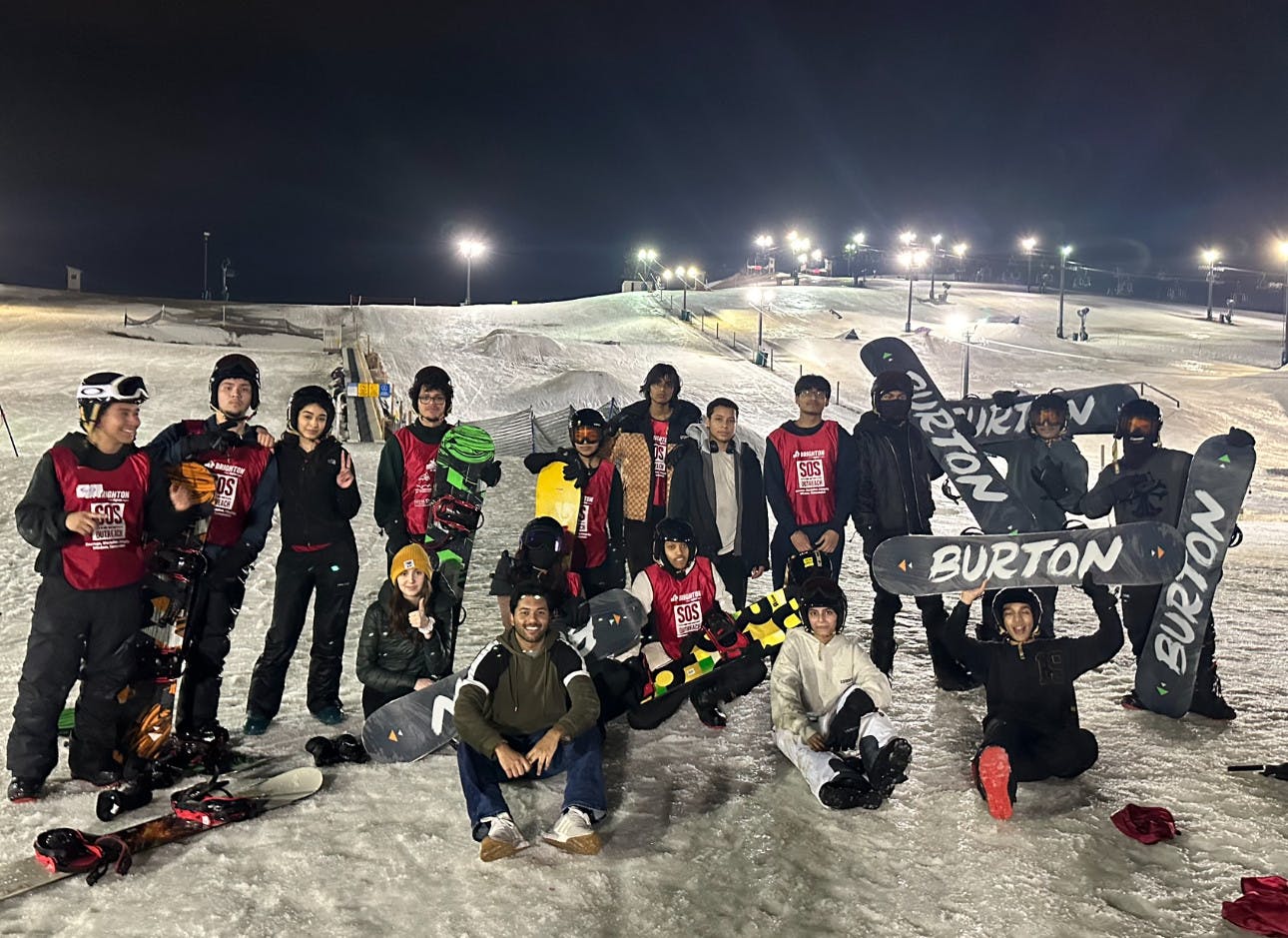 Cass Tech snowboarders pose after enjoying snowboarding at Mt. Brighton as part of the Outdoor Adventure Club. Photo courtesy of Uriel Llanas.