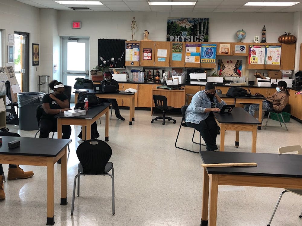 One of the learning centers at King where students participate in virtual learning. 