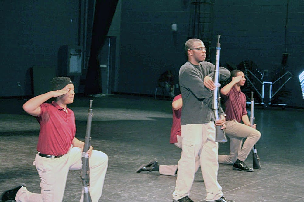 The “Report in” for the JROTC Armed Exhibition drill routine at Renaissance.