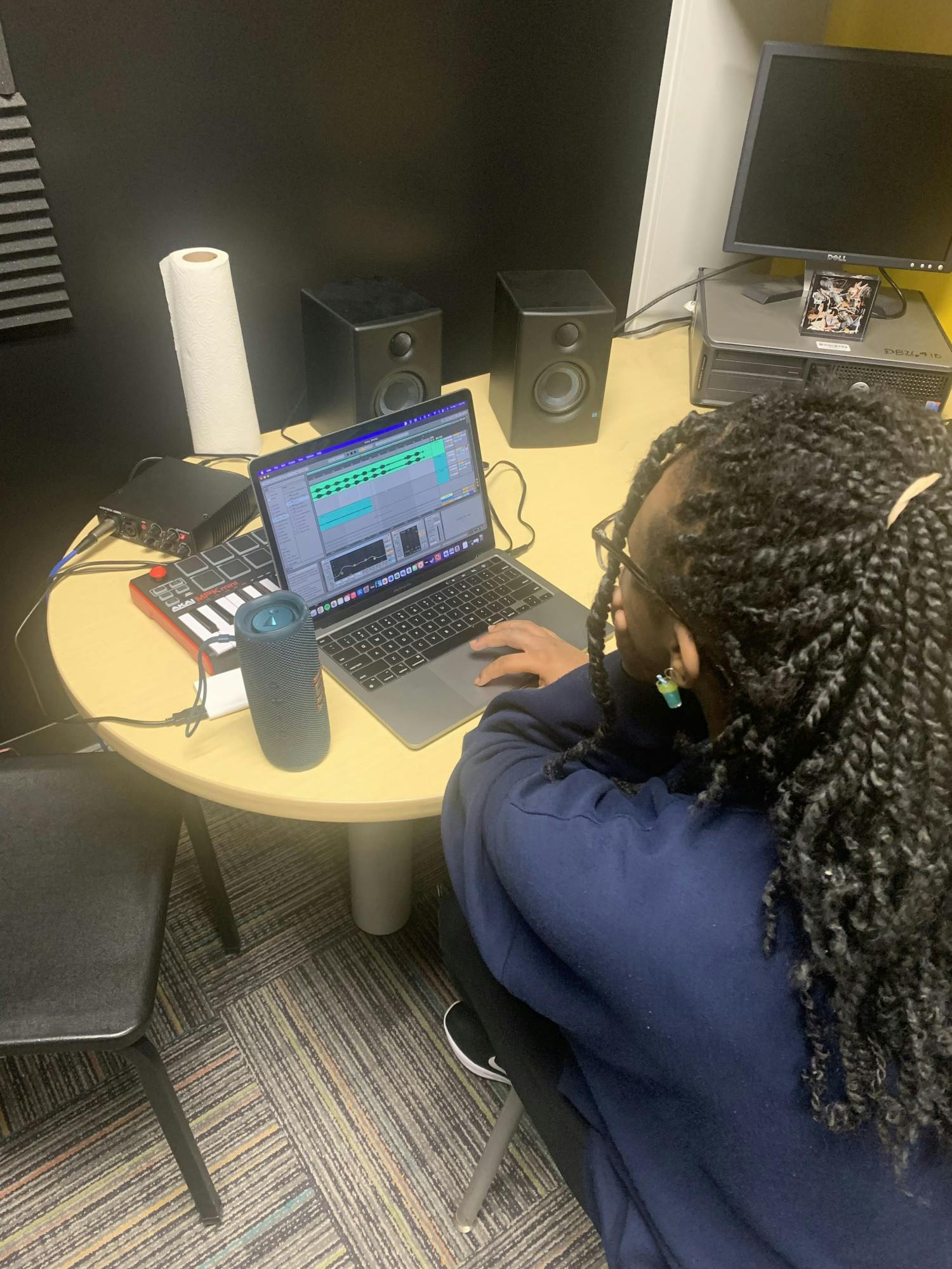 Ninth grader Vanessa Roberson in the King’s music studio running a recording session. Courtesy photo.