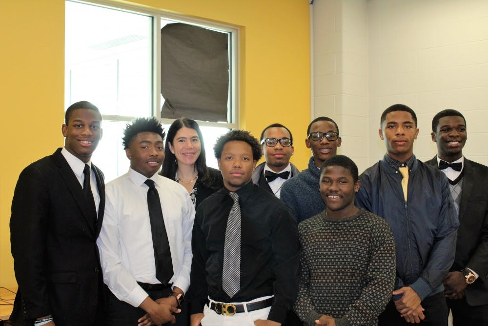 <p>Seniors were determined to meet with the Interim Superintendent to get Making A Difference going. From left to right: Kamari McHenry, Jamal Hairston, Alycia Meriweather, Lorenzo Scott, Desmond Foster-Carter, Jalin Willis, Don Barnes, Desjuan Davis, and DeMarcus Taylor.</p>