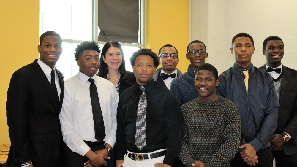 Seniors were determined to meet with the Interim Superintendent to get Making A Difference going. From left to right: Kamari McHenry, Jamal Hairston, Alycia Meriweather, Lorenzo Scott, Desmond Foster-Carter, Jalin Willis, Don Barnes, Desjuan Davis, and DeMarcus Taylor.