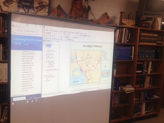 Students in the GIS program examined maps, including this one of San Diego, California.