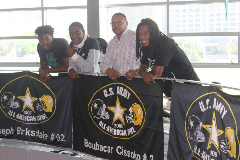 <p>Donovan Peoples-Jones and Donovan Johnson were officially inducted into the U.S Army&nbsp;All-American Bowl on Oct. 1 during halftime&nbsp;at the Homecoming game. Jaylen Kelly-Powell was also inducted into the Under Armour All-America game on Sept. 8.&nbsp;Coach Thomas&nbsp;Wilcher was proud to have led three more players into the games. </p>
