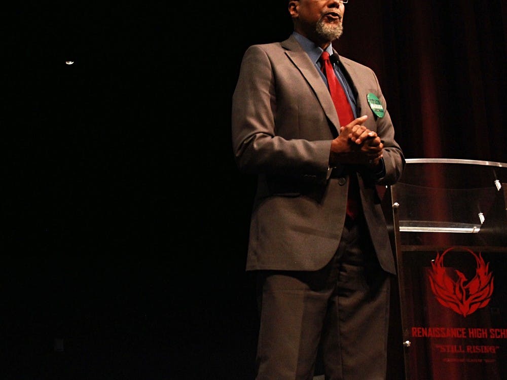Ajamu Baraka, vice presidential candidate of the Green Party, spoke to Renaissance High School&nbsp;students Oct. 18 in the school's&nbsp;auditorium.