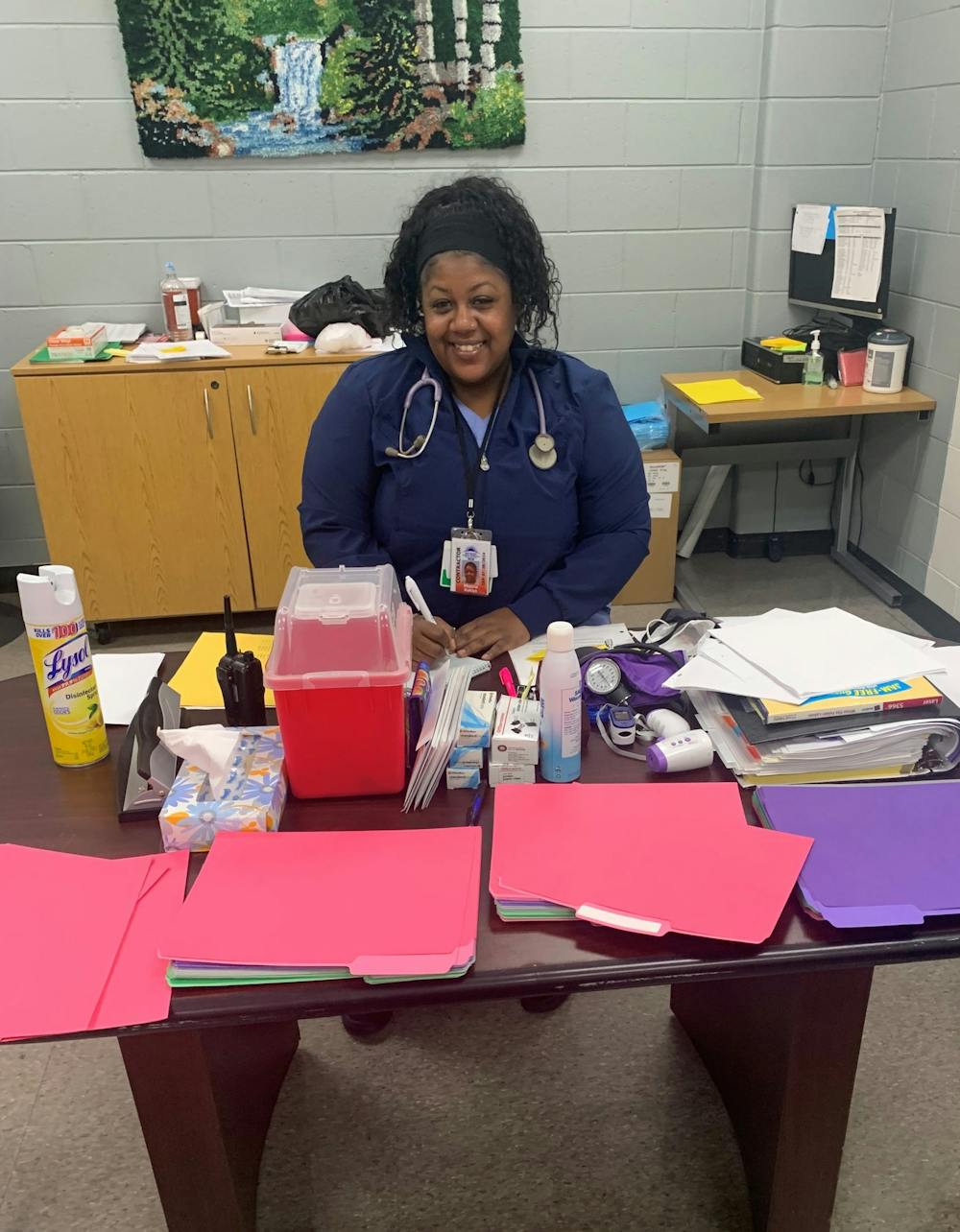 <p>Nurse Rakiya Moore makes it her business to do all she can for the students at King. Photo by Crusaders' Chronicle.</p>
