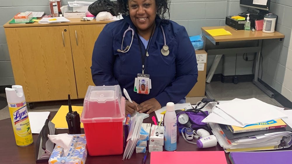 Nurse Rakiya Moore makes it her business to do all she can for the students at King. Photo by Crusaders' Chronicle.