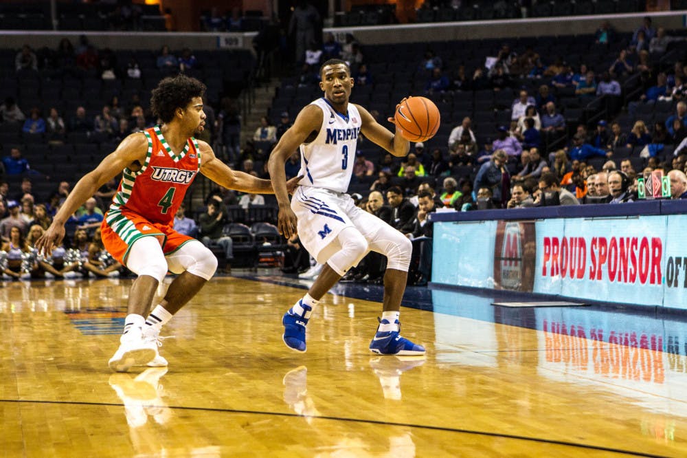 <p>Jeremiah Martin put the defender on his back to protect the ball. The point guard led the team in assists last season with 4.4.</p>