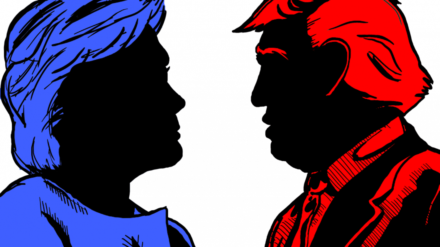 Clinton, Trump busts color