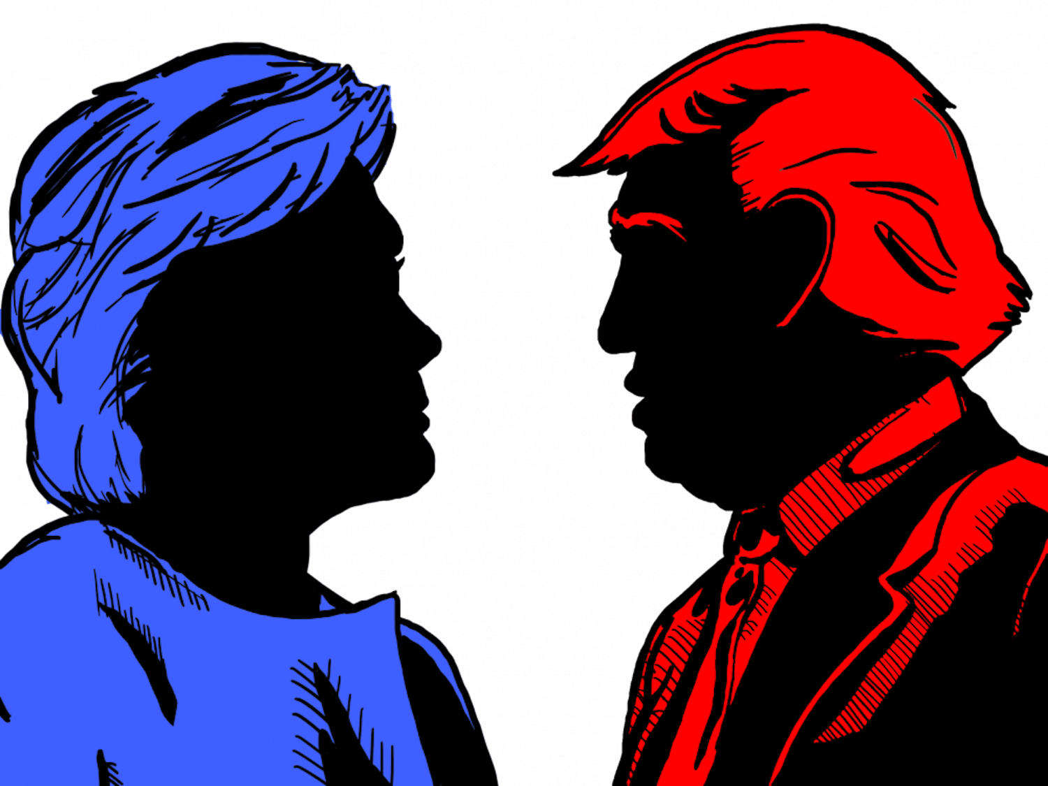 Clinton, Trump busts color