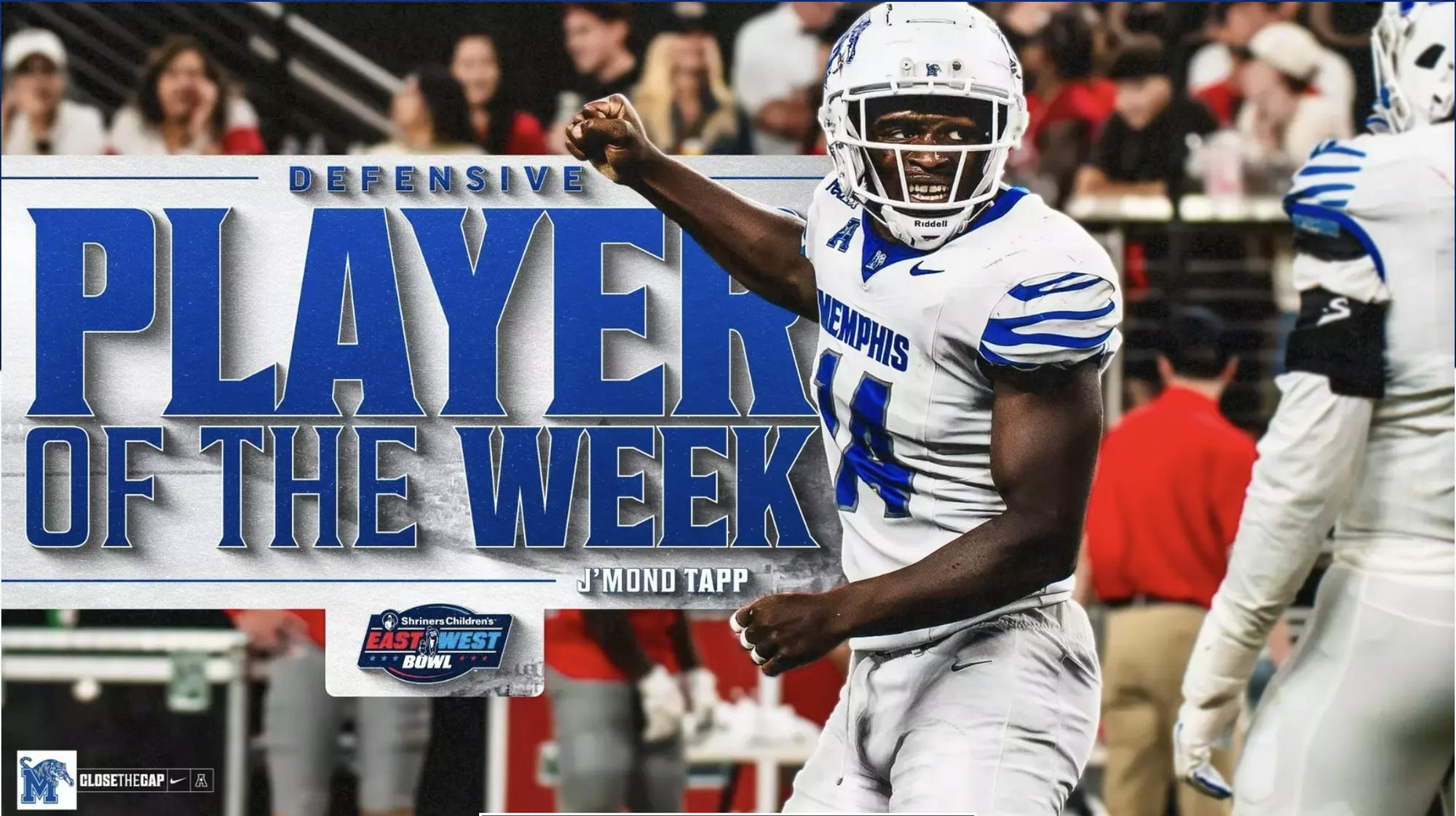 Tigers' Defensive Lineman J'Mond Tapp named Defensive Player of the Week
