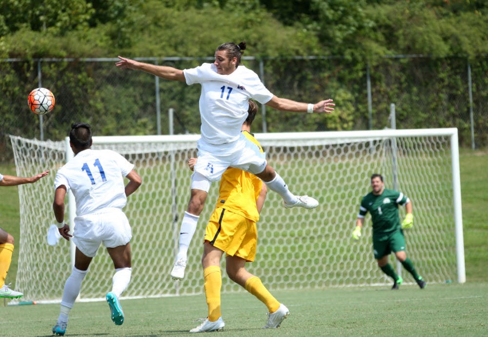 <p>Freshman midfielder Mason Morise (number #17) has scored the lone goal for Memphis in two games this season.&nbsp;</p>