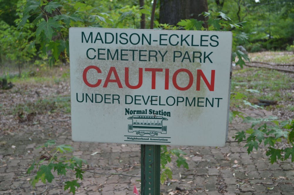 <p dir="ltr"><span>A sign has been posted, cautioning visitors that Madison Eckles Cemetery Park is still under construction.</span></p>