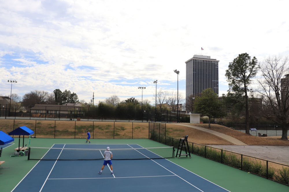 <p>Memphis Tigers Men's Tennis practice at the Racquet Club in East Memphis.</p>