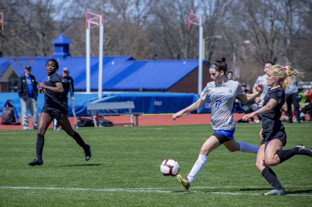 <p class="p1"><span class="s1"><strong>Clarissa Larisey, 17, has a shot on goal against Vanderbilt. The Tigers fell 2-1 against the Commodores in spring action.</strong></span></p>
