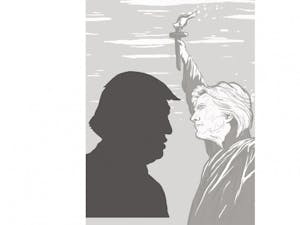 Trump and Clinton election art in grey