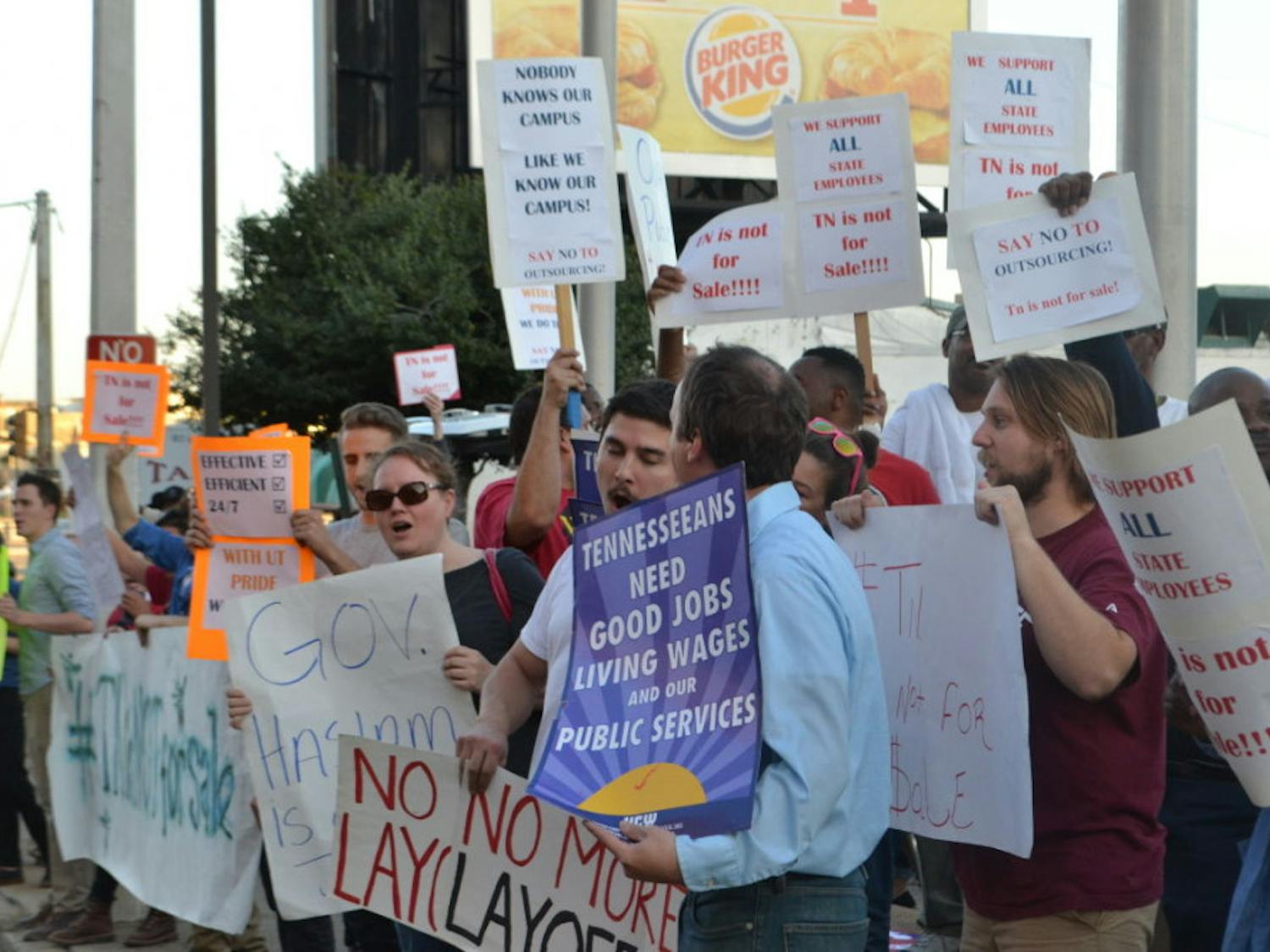 Campus workers protest