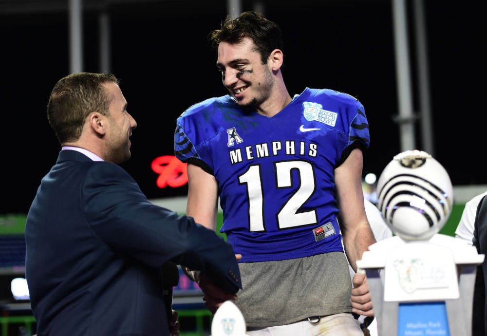 <p>The Memphis Tigers defeated the BYU Cougars during the Miami Beach Bowl at Marlins Park on Monday, December 22, 2014. Ben Solomon/American Athletic Conference</p>