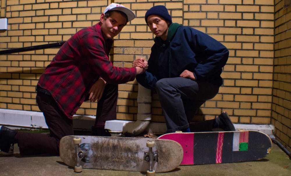 <div class="page section layoutArea column" title="Page 2">
<p><span>Zac Roberts, 25, and Adrian Akin, 16, say skateboarding helped mold them into the people they are today.&nbsp;</span></p>
</div>