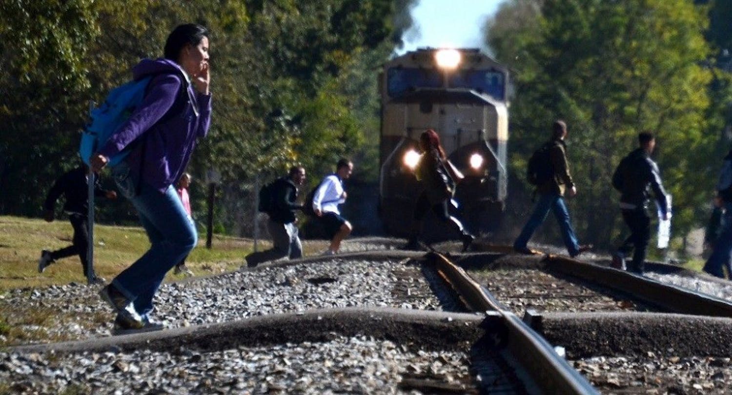 Students get crash course in crossing Southern tracks safely