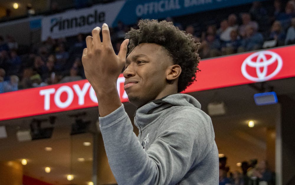 <p>James Wiseman being upset on the bench. The Memphis Tigers suffered a 82-74 defeat against the Oregon Ducks Nov. 12.</p>