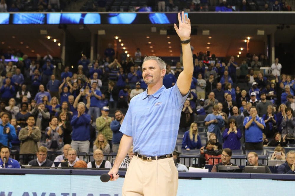 <p>New Memphis Tiger football coach Mike Norvell being introduced last month.&nbsp;</p>