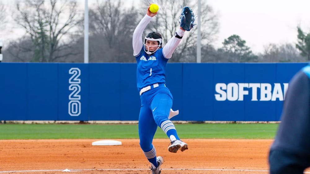 <p>Rylee Dugar winds up a pitch in Memphis&#x27; game against MVSU. She would go on to pitch a no-hitter in this game.﻿</p>