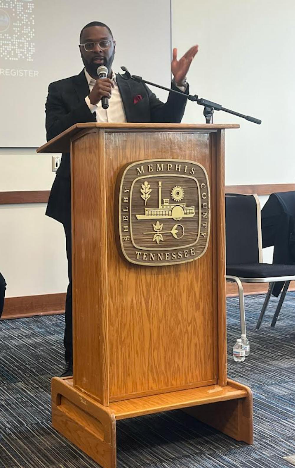 Memphis Mayor Paul Young speaks at the University of Memphis on January 28.