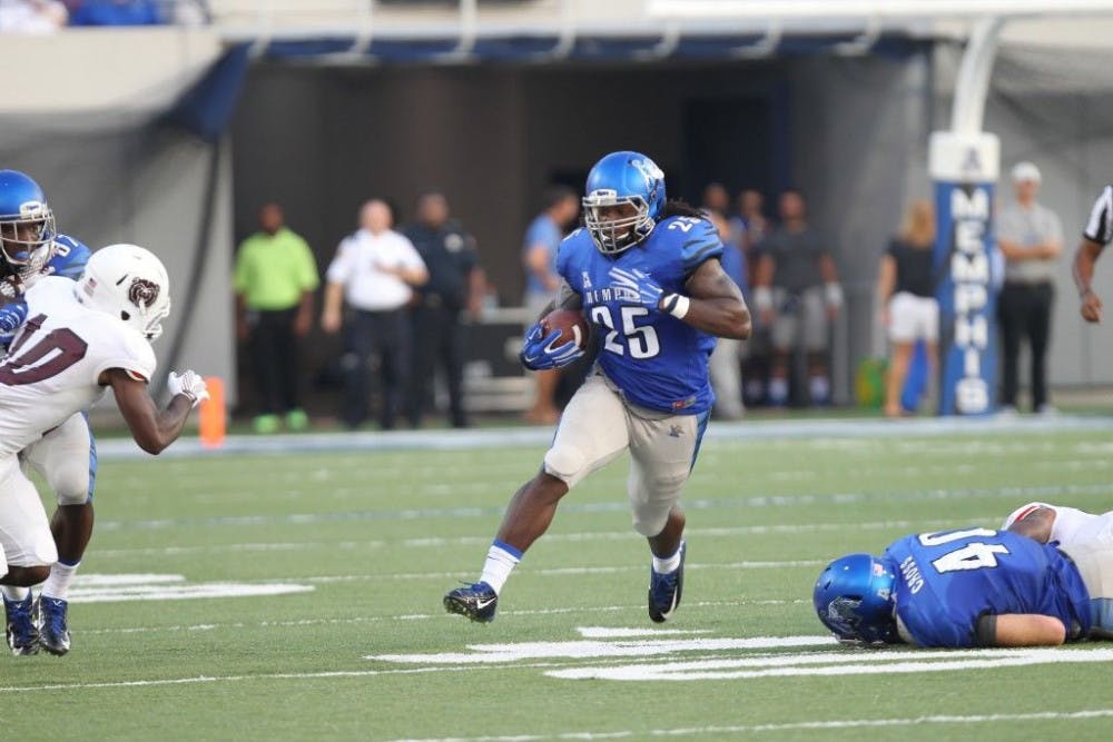 <p><span>Memphis sophomore running back Jarvis Cooper ran for 102 yards and two touchdowns in the 63-7 win over Missouri State Saturday night.</span></p>