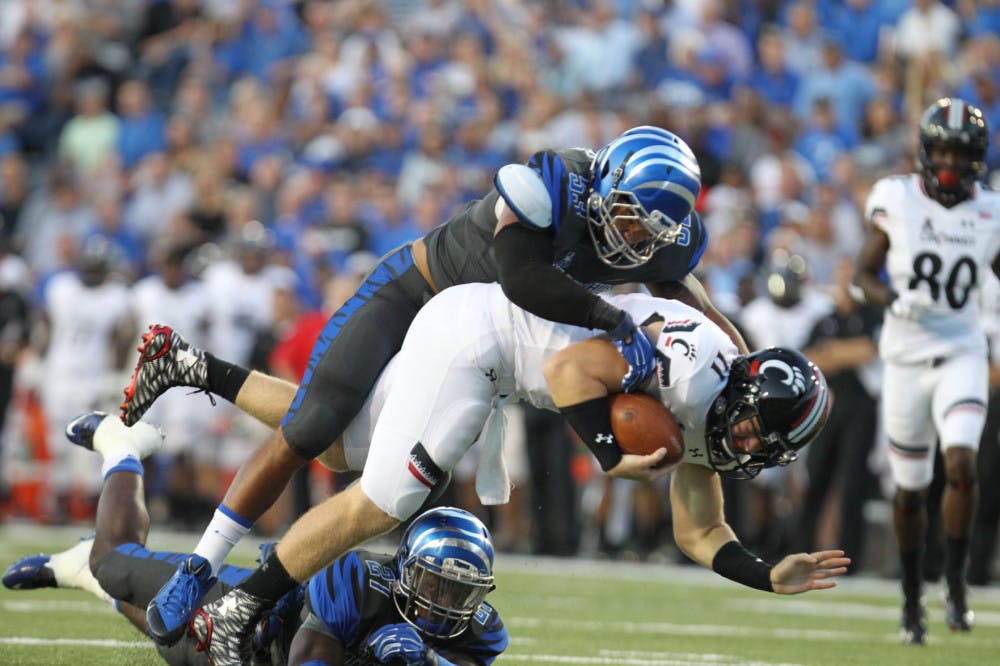 <p>Memphis linebacker Leonard Pegues will hope to make a similar impact in Friday’s game like he did last week when he had the game-ending interception against Cincinnati.&nbsp;</p>