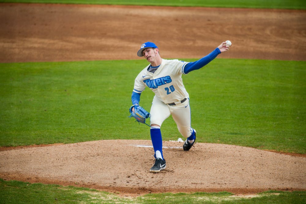 <p class="p1"><span class="s1"><strong>Hunter Smith releases a pitch toward the plate. Smith currently has 36 strikeouts this season.</strong></span></p>
