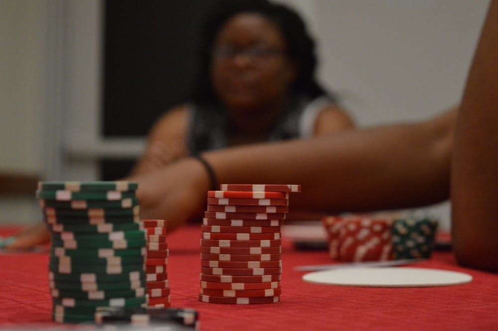 Students bet their chips during Las Memphis week held by Student Activity Council