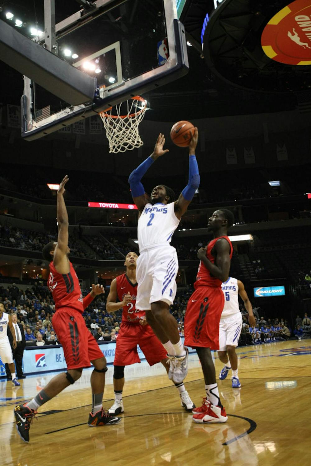 <p>Shaq Goodwin's career-high 35 points, nine rebounds and six assists helped lead Memphis to its first road win of the season.</p>