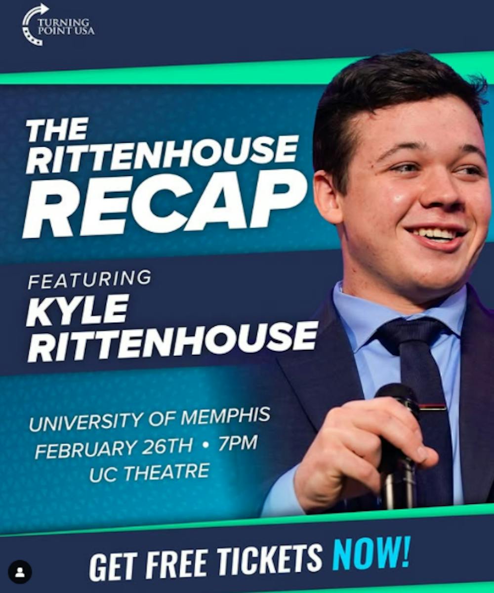 <p>An advertisement for Kyle Rittenhouse&#x27;s return to the University of Memphis. Via @turningpointmemphis on Instagram.﻿</p>