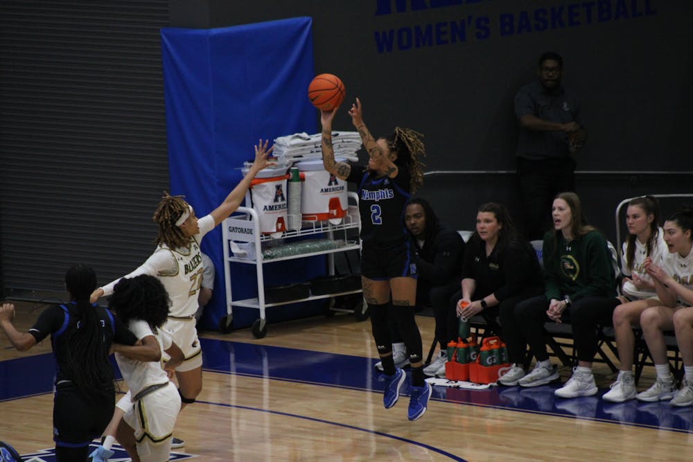 Madison Griggs hits her first shot of the game, as Memphis defeats UAB.