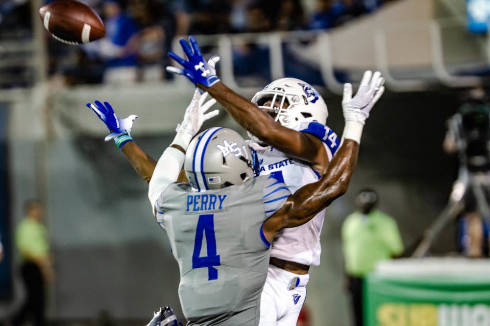 <p class="p1"><span class="s1"><strong>Josh Perry defends against a Georgia State receiver. Perry will be taking on a new role as linebacker for the UofM football team this fall.</strong></span></p>