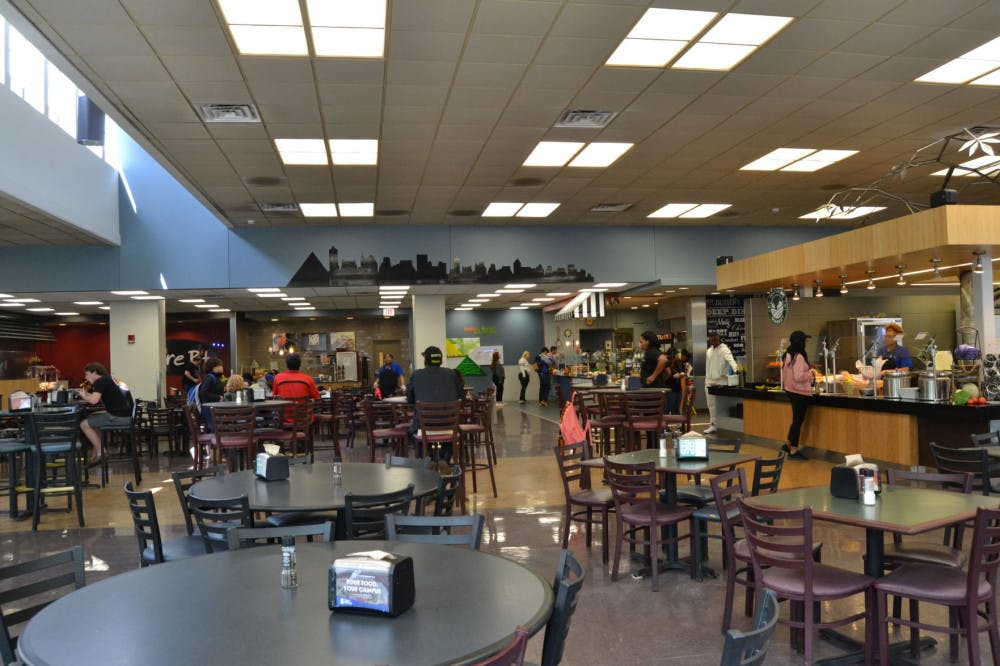 <p>Students enjoy lunch with friends in between classes in the Tiger Den.&nbsp;</p>