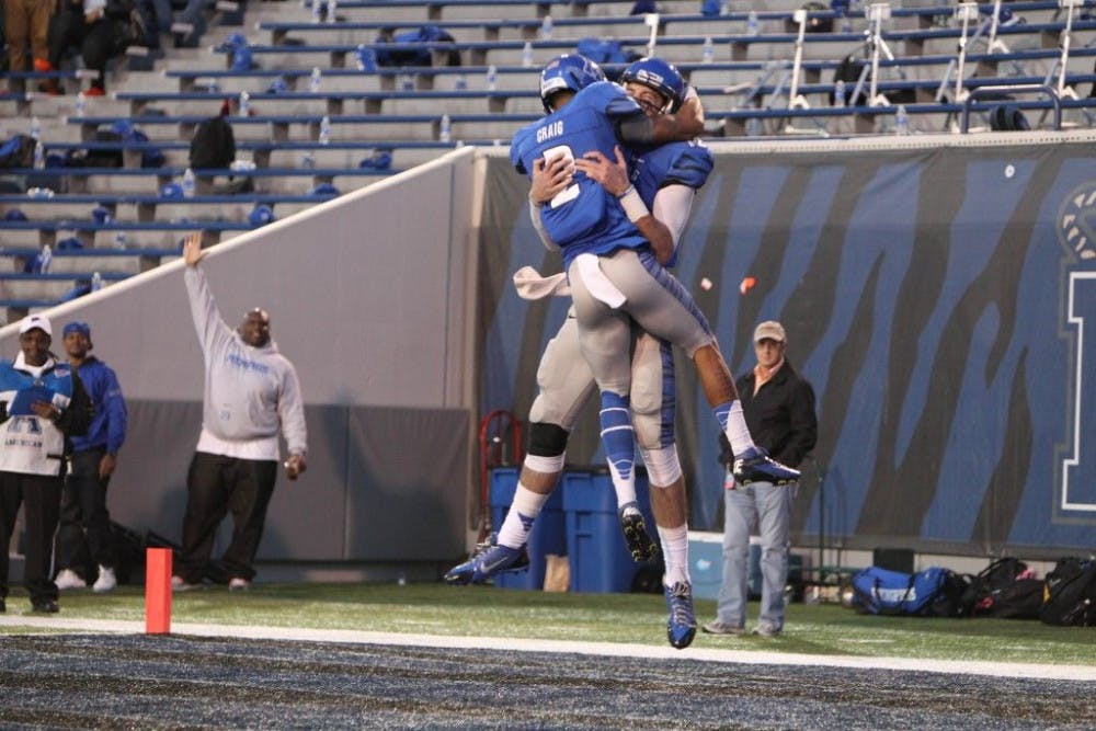 <p>Memphis will hope that 2015 can bring as much success as the 2014 season did. The Tigers won their first bowl game since 2005, and won a tri-share of the American Athletic Conference Championship finishing 10-3. Photo by David Minkin.&nbsp;</p>