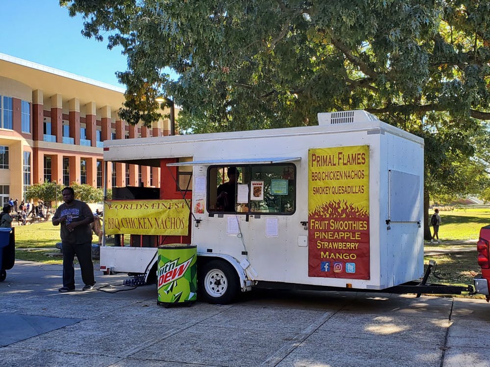 <p class="p1"><span class="s1">Primal Grill sets up near the UC at a time many students finish a class. Food trucks will periodically rotate every Tuesday and Wednesday.</span></p>