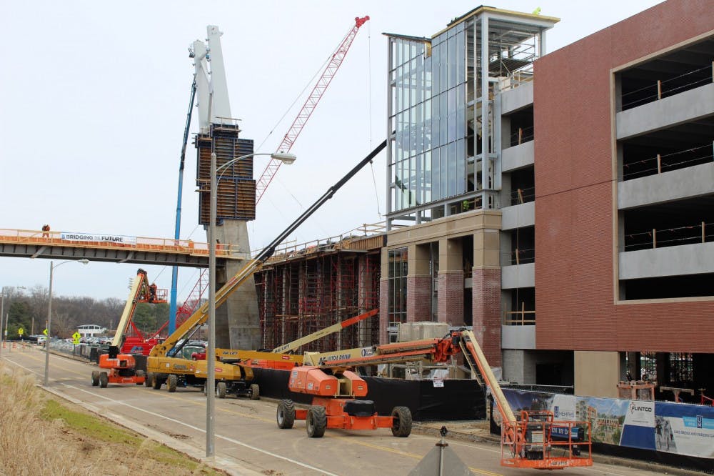 <p class="p1"><strong>The section of Southern Avenue was initially closed Feb. 11 and is expected to remain closed until late March. Crews will be welding, pouring concrete and installing suspension cables over the next several weeks, according to Associate Vice President for Campus Planning and Design Tony Poteet.</strong></p>