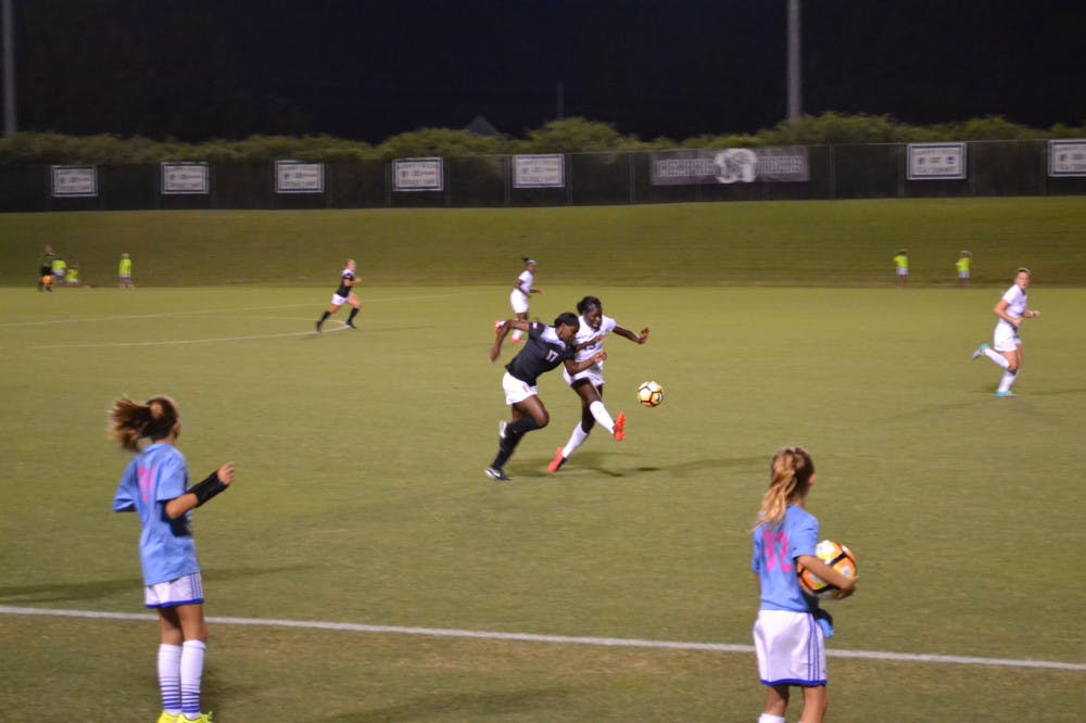 <p>Tigers women's soccer players run up the field with the ball last season. This year's team started off 2-1 with their only loss to Mississippi State.</p>