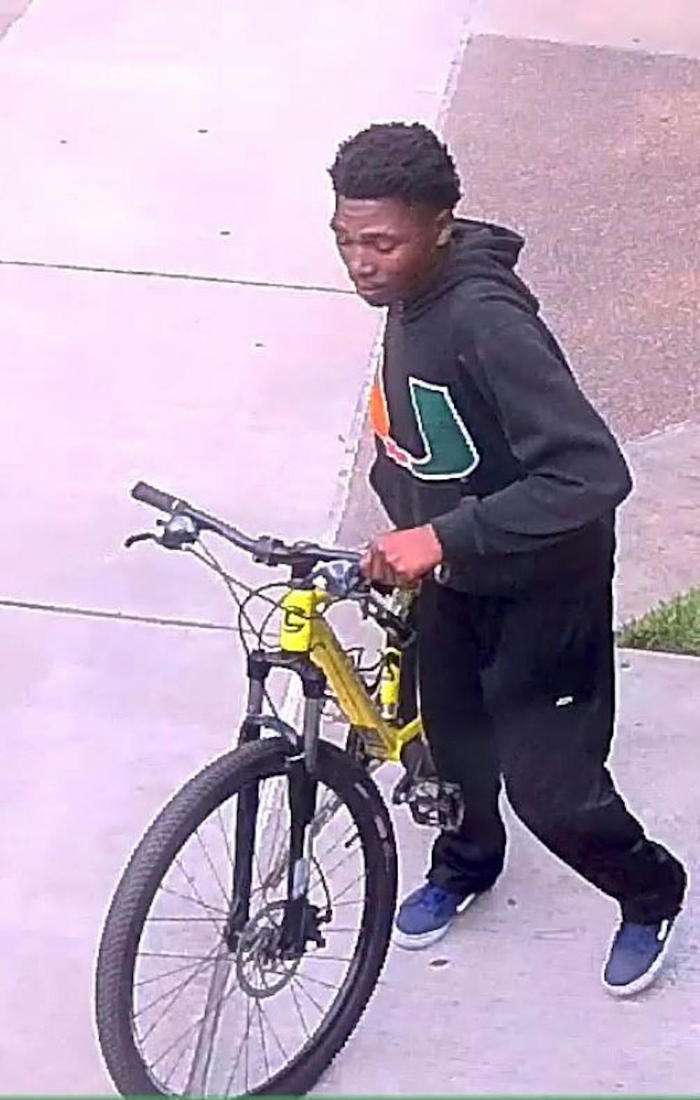 <p>An image from security camera footage shows a suspect in one of five bike thefts on campus in the past month.</p>
