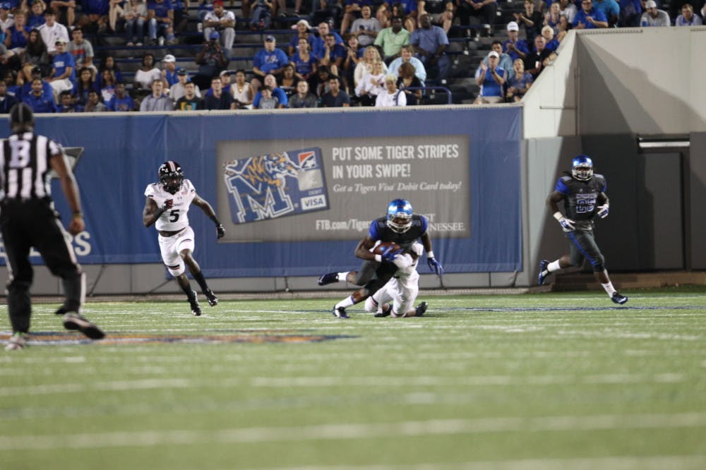 <p>Memphis wide receiver Anthony Miller leads the team in receiving yards with 268, and second in receptions behind redshirt senior Mose Frazier (12).&nbsp;</p>