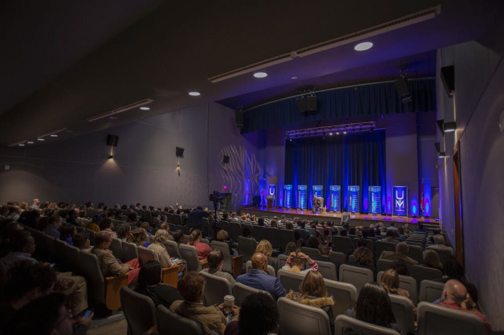 <p class="p1"><span class="s1"><strong>Rudd said he and the university aim to achieve Carnegie 1 status within five years. He shared this as well as information about diversity and funding at the Town Hall meeting Tuesday.</strong></span></p>