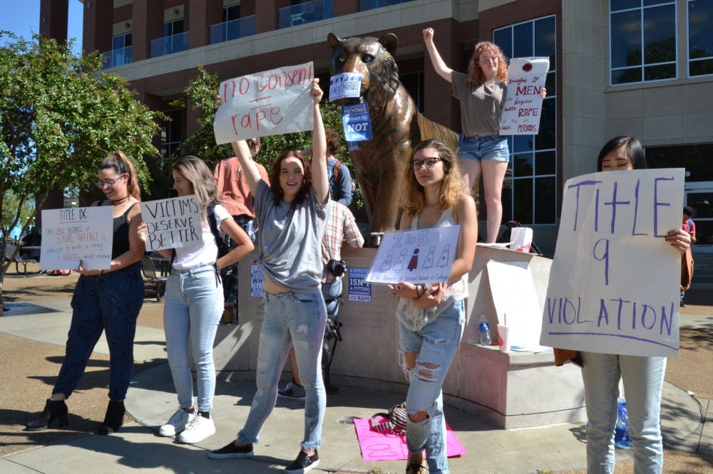 Sexual assault protest continues at Tom the Tiger statue