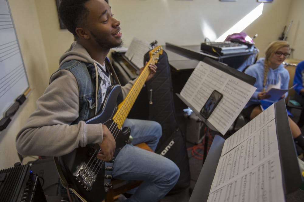 <p>A student in the University of Memphis jazz band practices. Jazz is becoming more popular with college-aged people, according to the 2017 Nielson year-end report.</p>